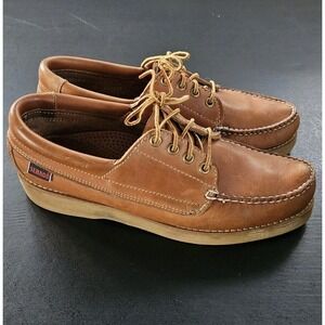 Sebago Campsides Boat Shoes Mens 9 Brown Leather Preppy Vintage USA